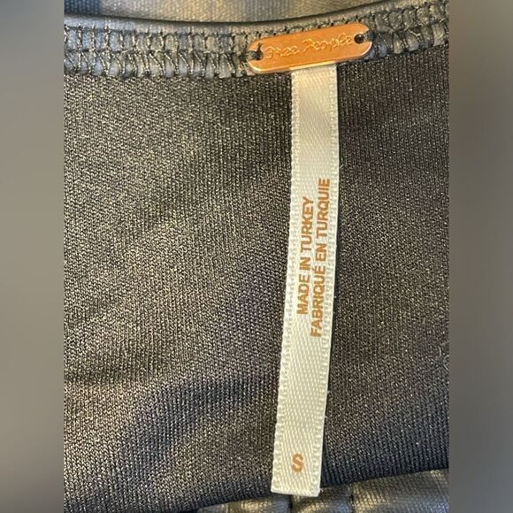 Free People Ride Along Faux Leather Top Gathered Black Small - Picture 5 of 7